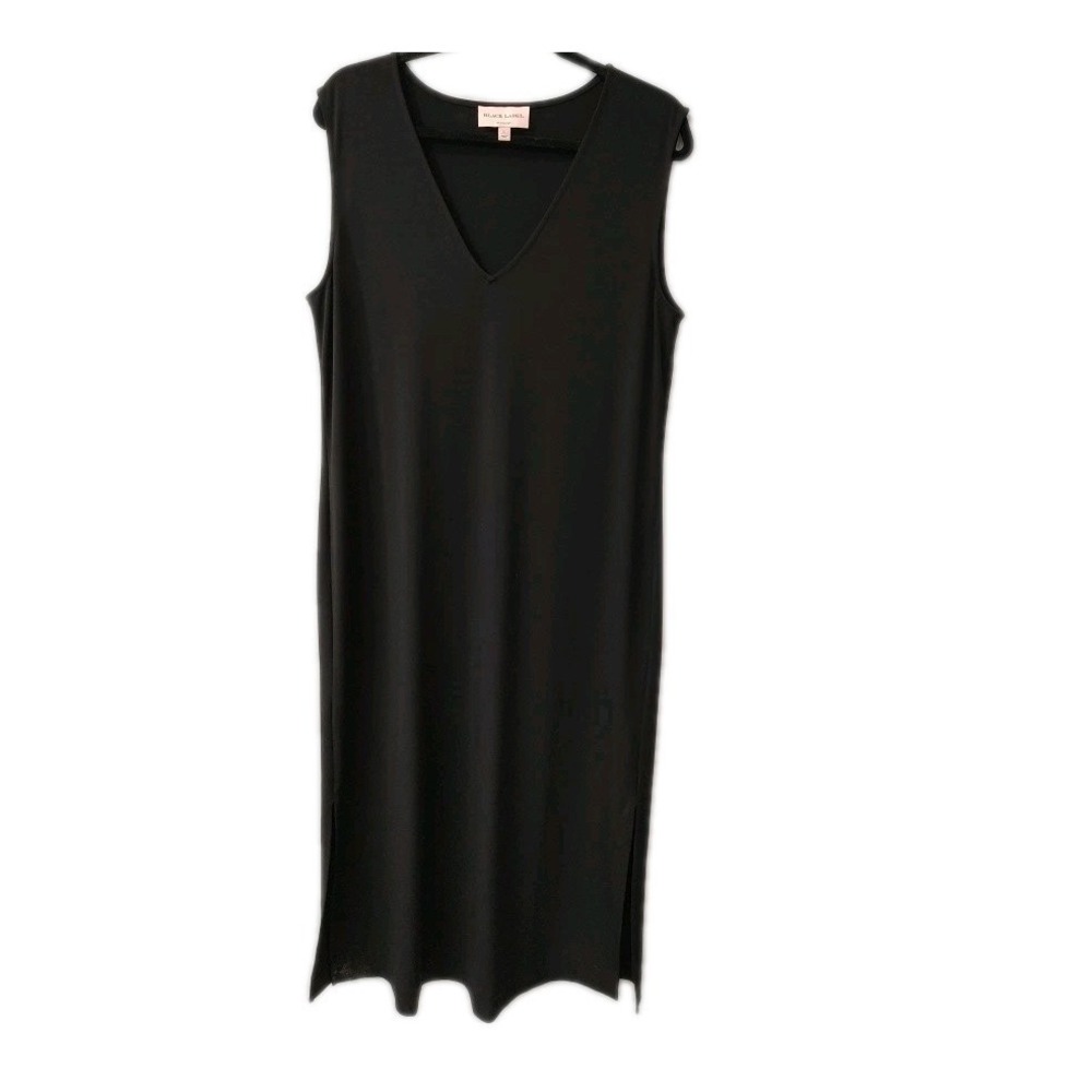 Chicos Black Label Women's Sleeveless Maxi Dress Black V-Neck Stretch Sz Large